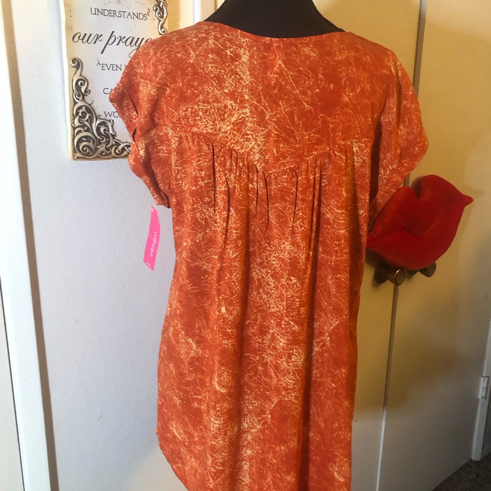 Xhilaration Orange Relaxed Fit Blouse with Textured Pattern - Picture 4 of 6